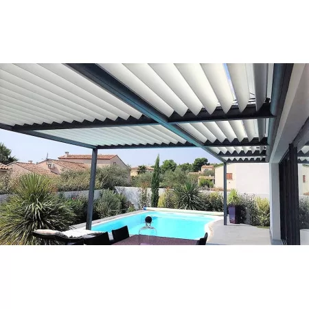 Pergola Bioclimatique H2 Murale à lames parallèles Pas Cher