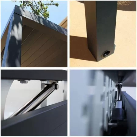 Regarder les détails techniques pour la Pergola Bioclimatique H2 Adossée à lames parallèles