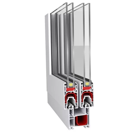 Baie vitrée coulissante PVC vue éclatée direct usine prix bas