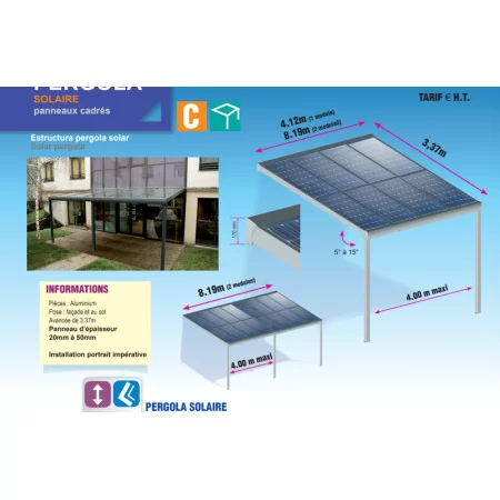 Carport abri de voiture SOLAIRE adossé à prix direct usine