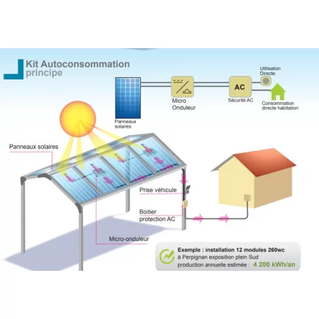 Carport abri de voiture SOLAIRE adossée à prix discount