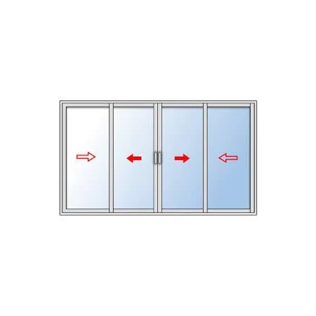 Baie coulissante aluminium 4 vantaux 2 rails à prix discount