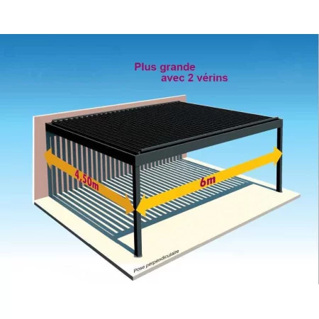 Pergola H3 adossée lames perpendiculaires aluminium