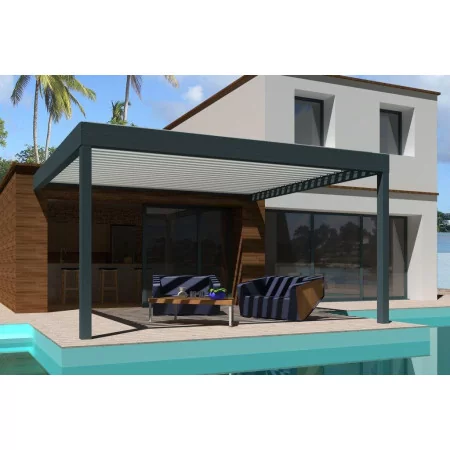 Imaginez vous au bord de votre piscine sous votre Pergola Bioclimatique H2 Adossée à Lames Parallèles