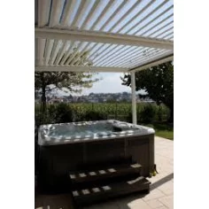 Pergola H2 adossée à lames perpendiculaires 2