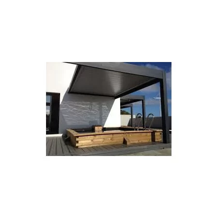 Pergola H3 adossée lames perpendiculaires à prix discount