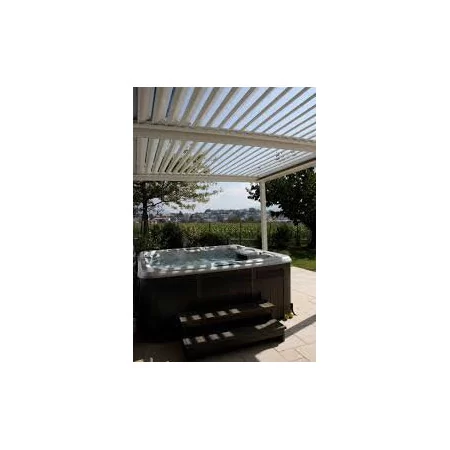 Pergola H3 adossée lames perpendiculaires de fabrication Française