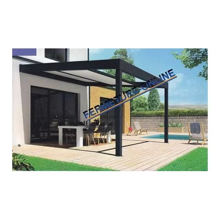 Pergola toit ouvrant rétractable parallèle polycarbonate ou