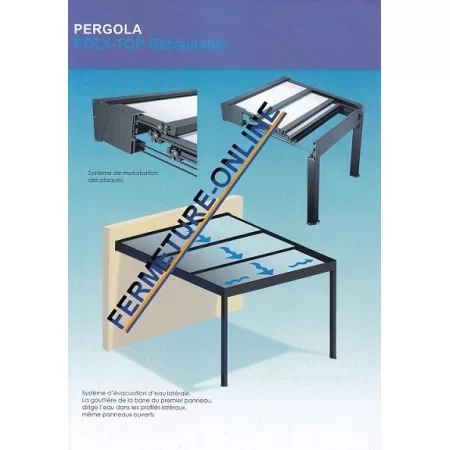Pergola toit ouvrant rétractable parallèle polycarbonate ou