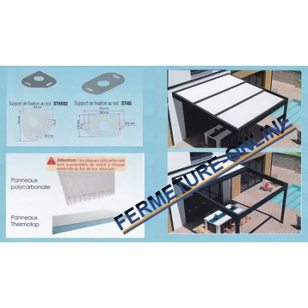 Pergola toit ouvrant rétractable parallèle polycarbonate ou