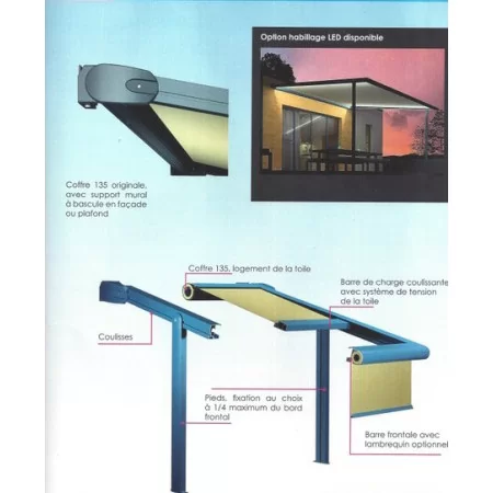 Prix direct usine, pergola bioclimatique aluminium, store banne, store  double pente - Stores Online