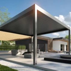 Pergola bioclimatique DETENTE ilot à lames aluminium fermées