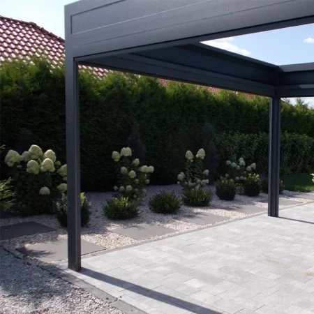 Pergola VACANCES adossée à toiture ouvrante rétractable