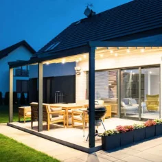 Venez acheter votre pergola adossée à toit retractable sur mesure de haute qualité