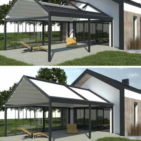 Découvrez vite cette pergola auto portée à toit rétractable au meilleur prix , ultra design