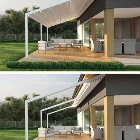 Votre future pergola ultra design adossée à toit retractable au meilleur prix !