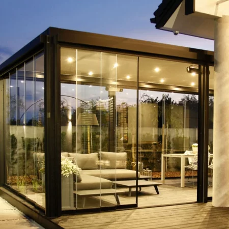 Cloison vitrée haut de gamme pour pergola
