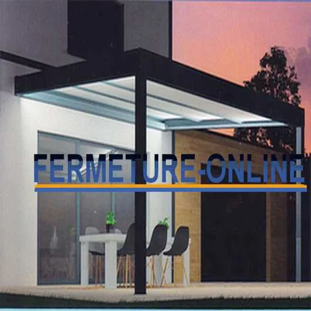 Pergola toit ouvrant rétractable parallèle polycarbonate ou panneaux thermotop