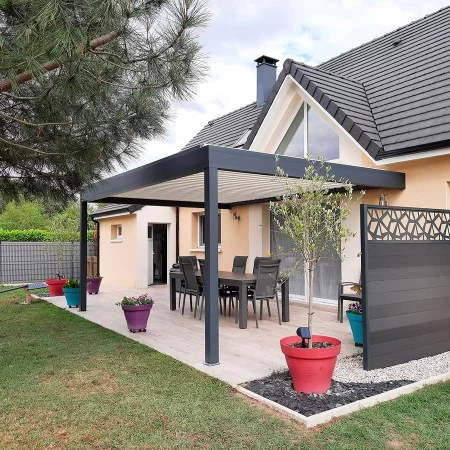 Pergola H2 Adossée à Lames Perpendiculaires