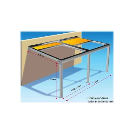 Pergola toile enroulable SOLAIRE adossée haut de gamme