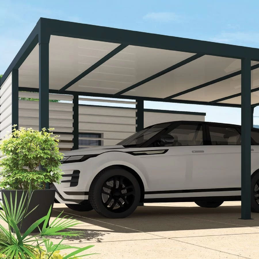 Carport toit plat : abri de voiture toit plat pose adossée