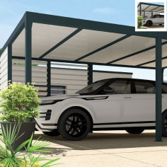 Carport abri de voiture toit plat sur mesure en aluminium