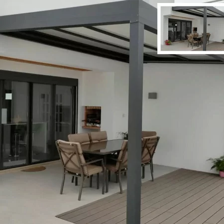 Pergola aluminium à toit vitré, toit de terrasse sur-mesure