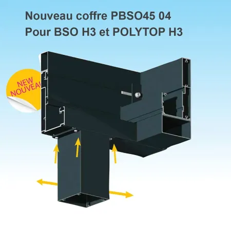 détails pieds décalés Pergola Bioclimatique Aluminium