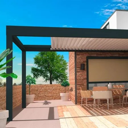 Pergola bioclimatique rétractable auto-portée à prix direct usine