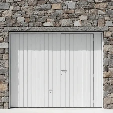 Porte Basculante Blanche avec Portillon