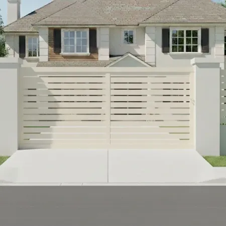 Portail Alu Beige Coulissant 1 Vantail sur Rail