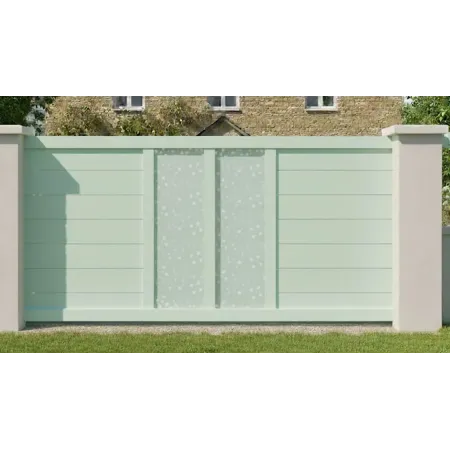 Portail Coulissant Vert Pale en Alu