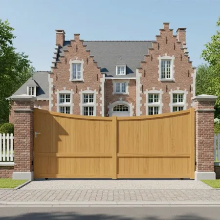 Tout en coloris Chêne Doré voila le Portail Coulissant Galape