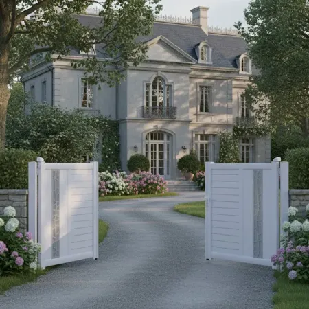 En RAL 9016 Blanc voila le Portail Alu. Battant Jam