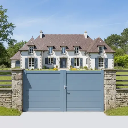 Thermolaquage RAL 5014 Bleu Pigeon pour ce Portail Alu 3ml