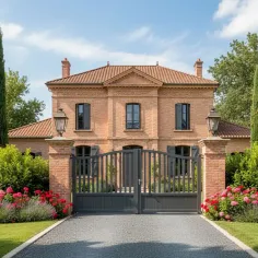 Poser devant une maison Toulousaine le Portail Alu Battant RAL 7016 Lev