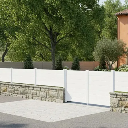 Toute Blanche la Cloture Pleine en Aluminium à petites lames