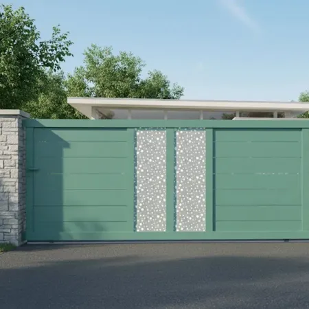 Portail Coulissant Vert tout en Aluminium