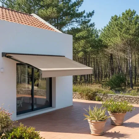 Store Banne Pas Cher avec Toile Dickson Marron