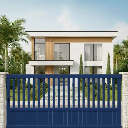 RAL 5003 Bleu notre Portail Coulissant 100% Aluminium Haut de Gamme