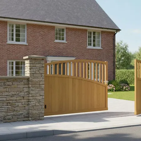 finition Chêne Doré pour le Portail Battant en Alu