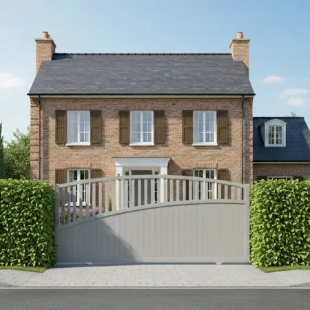 Le voila en Gris Clair le Portail Coulissant Direct Fabricant sans intermédiaire