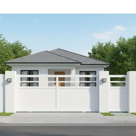 Modèle Trom de notre Portail Alu coulissant en Blanc et en 5ml