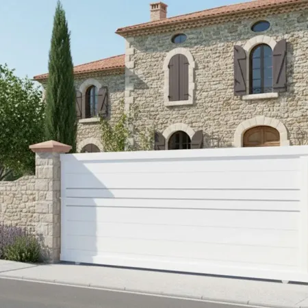 Tout Blanc notre Portail Coulissant à Prix Bas