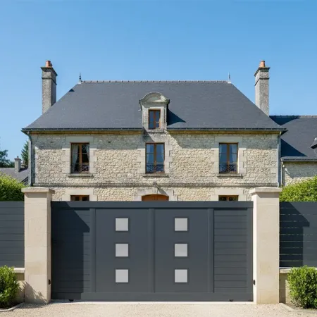 Portail Coulissant Sur Mesure En Aluminium Qualité Pro en Anthracite