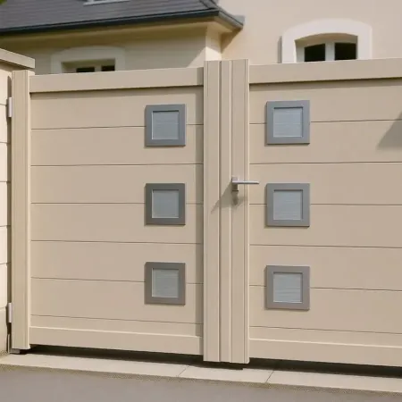Qu'il est beau le Portail Battant Alu dimensions Standards en Ral Beige