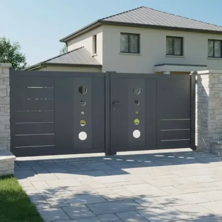Tout Gris Anthracite pour chez vous sera ce Portail Alu 2 Battants