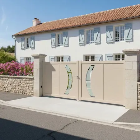 Choisi ce Portail 2 Battants En Alu Beige