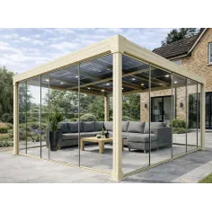 vue trés précise de la pergola ilot solaire à panneaux photovoltaïque 2