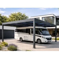 Carport solaire en aluminium anthracite avec panneaux photovoltaïques 2
